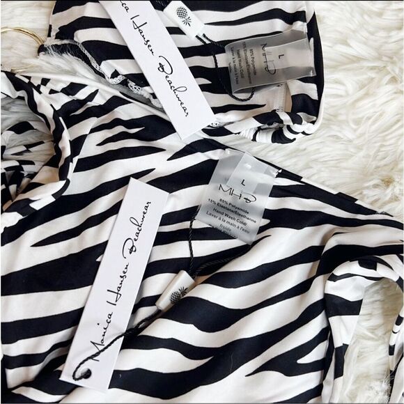 Monica Hansen Beachwear Zebra Print Triangle O-Ring Bikini Set Girl On Fire Larg - Picture 6 of 8